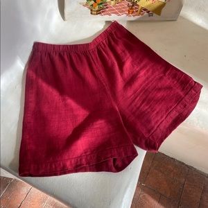 Vintage Red Linen Shorts
